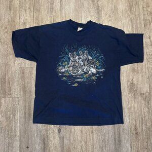 Vintage 1997 Cotton Grove Wolf and Puppies Graphic Shirt size XL